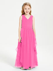 Boho Sleeveless Junior Chiffon Bridesmaids Gown Azalea