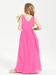 Boho Sleeveless Junior Chiffon Bridesmaids Gown Azalea