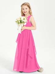 Boho Sleeveless Junior Chiffon Bridesmaids Gown Azalea