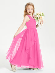 Boho Sleeveless Junior Chiffon Bridesmaids Gown Azalea