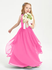 Boho Sleeveless Junior Chiffon Bridesmaids Gown Azalea