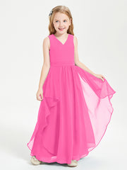 Boho Sleeveless Junior Chiffon Bridesmaids Gown Azalea