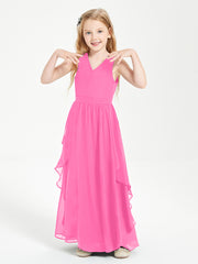 Boho Sleeveless Junior Chiffon Bridesmaids Gown Azalea