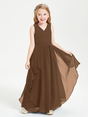 Boho Sleeveless Junior Chiffon Bridesmaids Gown Brown