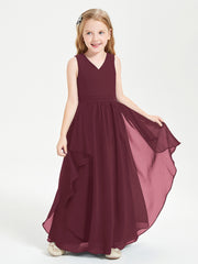 Boho Sleeveless Junior Chiffon Bridesmaids Gown Cabernet