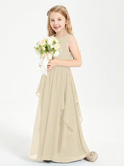 Boho Sleeveless Junior Chiffon Bridesmaids Gown Champagne