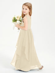 Boho Sleeveless Junior Chiffon Bridesmaids Gown Champagne