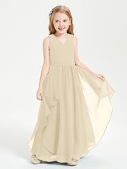 Boho Sleeveless Junior Chiffon Bridesmaids Gown Champagne