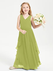 Boho Sleeveless Junior Chiffon Bridesmaids Gown Clover