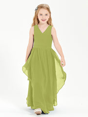 Boho Sleeveless Junior Chiffon Bridesmaids Gown Clover