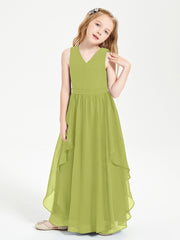 Boho Sleeveless Junior Chiffon Bridesmaids Gown Clover