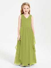 Boho Sleeveless Junior Chiffon Bridesmaids Gown Clover