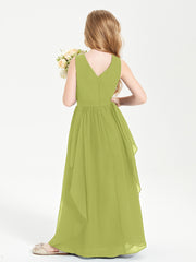 Boho Sleeveless Junior Chiffon Bridesmaids Gown Clover