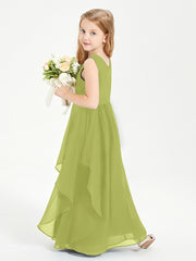 Boho Sleeveless Junior Chiffon Bridesmaids Gown Clover