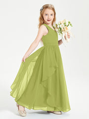 Boho Sleeveless Junior Chiffon Bridesmaids Gown Clover