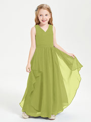 Boho Sleeveless Junior Chiffon Bridesmaids Gown Clover