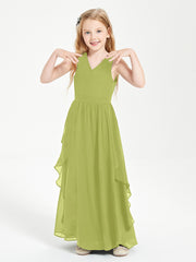 Boho Sleeveless Junior Chiffon Bridesmaids Gown Clover