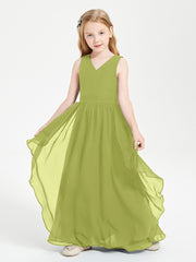 Boho Sleeveless Junior Chiffon Bridesmaids Gown Clover