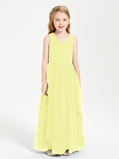 Boho Sleeveless Junior Chiffon Bridesmaids Gown Daffodil