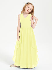 Boho Sleeveless Junior Chiffon Bridesmaids Gown Daffodil