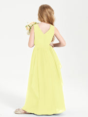 Boho Sleeveless Junior Chiffon Bridesmaids Gown Daffodil