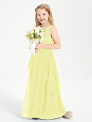 Boho Sleeveless Junior Chiffon Bridesmaids Gown Daffodil