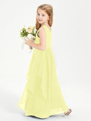 Boho Sleeveless Junior Chiffon Bridesmaids Gown Daffodil