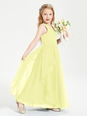Boho Sleeveless Junior Chiffon Bridesmaids Gown Daffodil