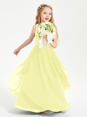 Boho Sleeveless Junior Chiffon Bridesmaids Gown Daffodil