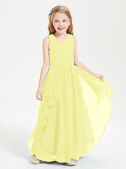 Boho Sleeveless Junior Chiffon Bridesmaids Gown Daffodil