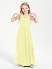 Boho Sleeveless Junior Chiffon Bridesmaids Gown Daffodil