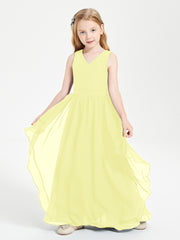 Boho Sleeveless Junior Chiffon Bridesmaids Gown Daffodil