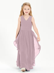 Boho Sleeveless Junior Chiffon Bridesmaids Gown Dusk