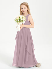 Boho Sleeveless Junior Chiffon Bridesmaids Gown Dusk