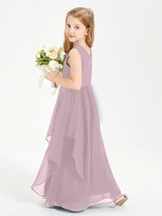 Boho Sleeveless Junior Chiffon Bridesmaids Gown Dusk