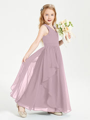 Boho Sleeveless Junior Chiffon Bridesmaids Gown Dusk