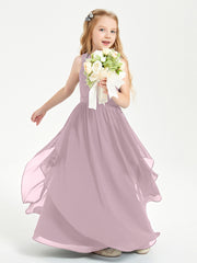 Boho Sleeveless Junior Chiffon Bridesmaids Gown Dusk
