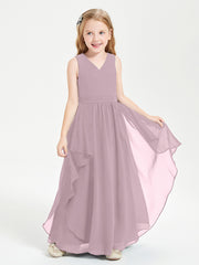 Boho Sleeveless Junior Chiffon Bridesmaids Gown Dusk
