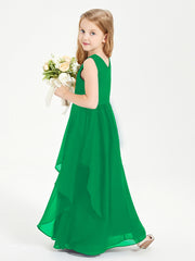 Boho Sleeveless Junior Chiffon Bridesmaids Gown Emerald