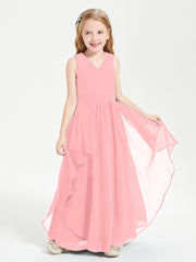 Boho Sleeveless Junior Chiffon Bridesmaids Gown Flamingo