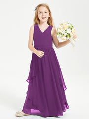 Boho Sleeveless Junior Chiffon Bridesmaids Gown Grape