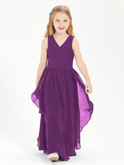 Boho Sleeveless Junior Chiffon Bridesmaids Gown Grape
