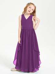 Boho Sleeveless Junior Chiffon Bridesmaids Gown Grape