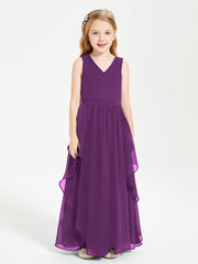 Boho Sleeveless Junior Chiffon Bridesmaids Gown Grape