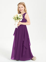 Boho Sleeveless Junior Chiffon Bridesmaids Gown Grape