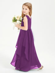 Boho Sleeveless Junior Chiffon Bridesmaids Gown Grape