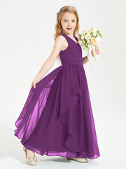 Boho Sleeveless Junior Chiffon Bridesmaids Gown Grape