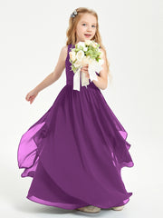 Boho Sleeveless Junior Chiffon Bridesmaids Gown Grape