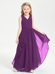 Boho Sleeveless Junior Chiffon Bridesmaids Gown Grape