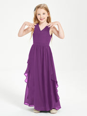 Boho Sleeveless Junior Chiffon Bridesmaids Gown Grape